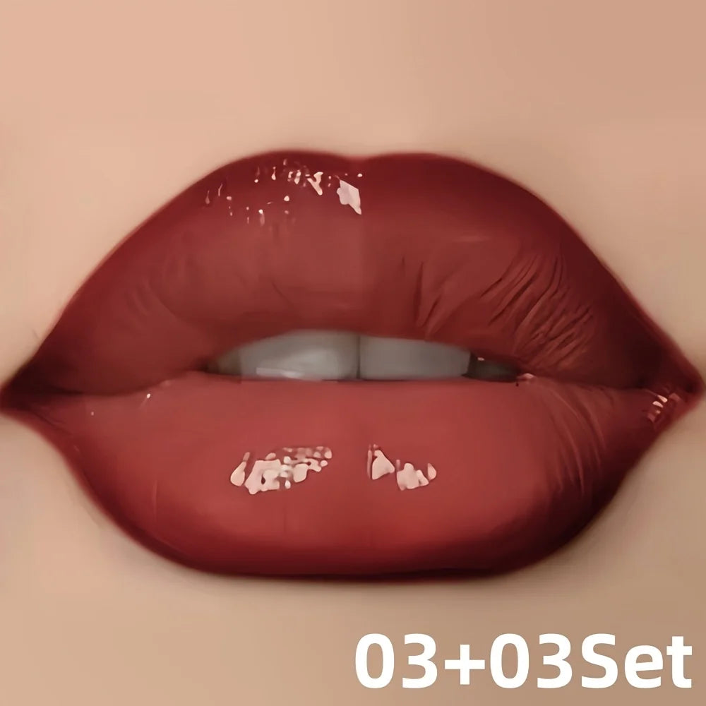 2pcs Lip Liner Pencil & Hydrating Lip Gloss Set, Glossy Finish, Smooth Define Lips, Non-Sticky Long Lasting, Daily Makeup
