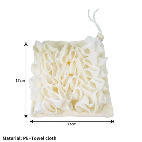 2-In-1 Bath Ball Towel Loofah With Drawstring Closure For Soap Soft Exfoliating Mesh Shower Sponge Body Skin Care Bathing Tools