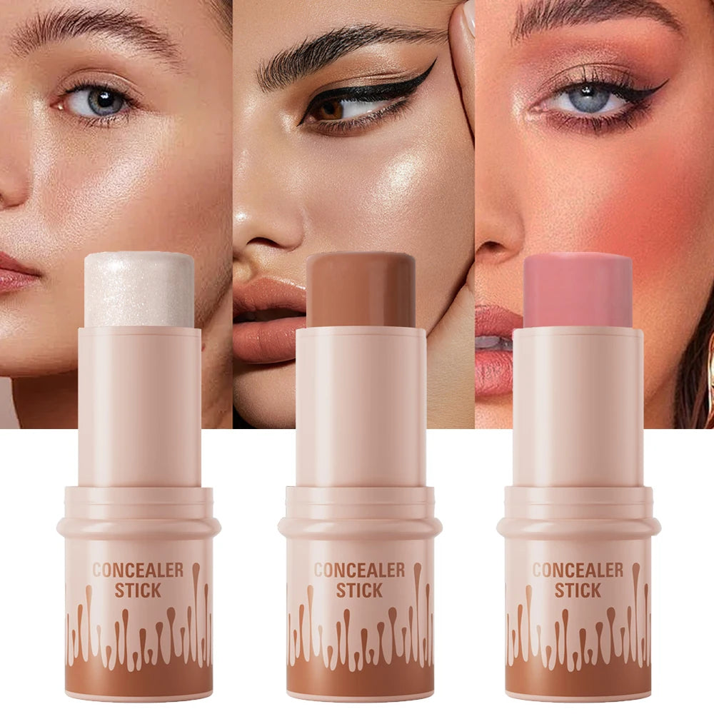 Makeup Face Brown Bronzer Contour Stick Contouring Bronzer Stick Highlighter Brightening Blusher Stick Rouge Cream Concealer Pen
