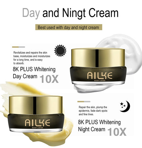 AILKE Whitening Face Cream, Day and Night Facial Cream, Lightening with Kojic Acid, Reduce Wrinkles, Freckles, Black Spots