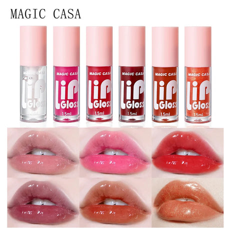 6pcs/set Small bottle Hydrating Jelly Lip Oil long-lasting Moisturizing  smooth shimmering Lip Hydrating Liquid