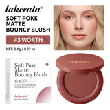Lakerain Soft Poke Matte Blush Fresh Silky-smooth Skin Finish Long Lasting Luminosity Moisturizing Natural Matte Bouncy Blusher