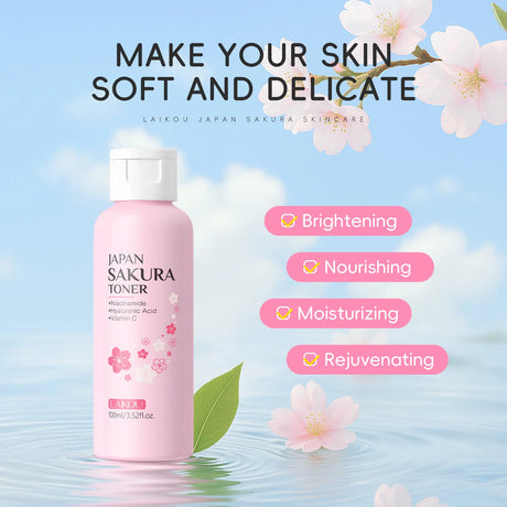 LAIKOU Japan Sakura Toner with Niacinamide Hyaluronic Acid Vitamin C 100ml - Moisturizing Refreshing Gentle