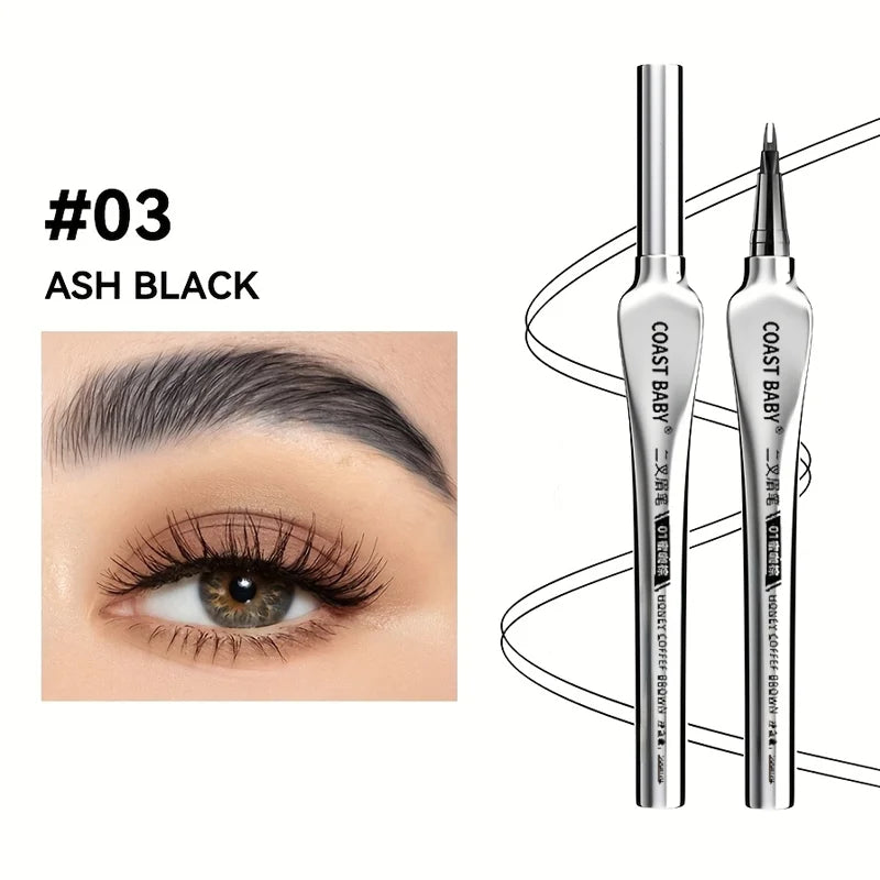 Natural Hair-Like Strokes Eyebrow Pen COAST BABY 2 Forks Tip Waterproof Long Lasting Smudge Proof Brow Pen