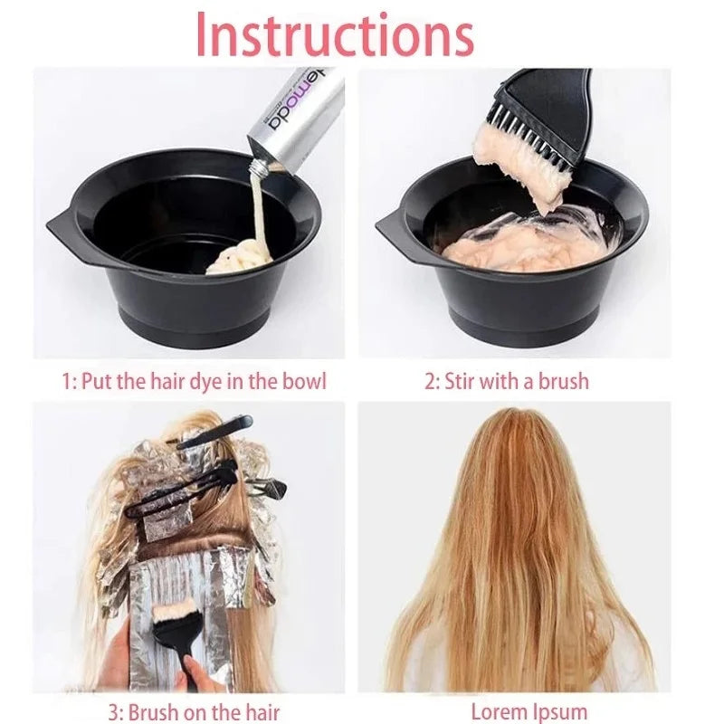 2/4/6pcs Professional Hair Dyeing Kit Color Mixed Bowl with Stirring Brush Coloring Bleaching Salon Hair Beauty Styling Tools