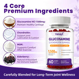 Vanayt Glucosamine Chondroitin Gummies with MSM & Elderberry 1500mg Daily Joint Wellness Support Supplement 60 Chewable Gummies