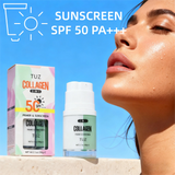 Collagen 2-in-1 Primer & Sunscreen Spf 50, Dual Chamber Face Primer with Collagen Sun Protection & Makeup Base for Flawless Skin
