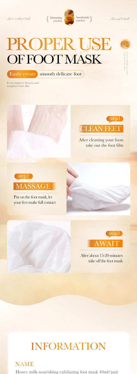 5 Pairs SADOER Honey Milk Nourishing Exfoliating Foot Mask Improves Rough Skin Smooths And Delicately Tenders Feet Skin Care