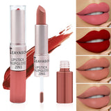 1Pc Long Lasting Velvet Matte Lipstick Double Head Lip Gloss Non-stick Cup Lip Gloss Waterproof 2 in 1 Matte Red Lipstick Makeup