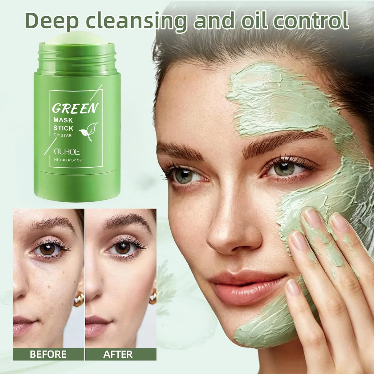 Alaska Volcano & Green Tea Deep Pore Cleansing Mask Stick Blackhead Remover&Oil Control Exfoliating Clay Mask for All Skin Types