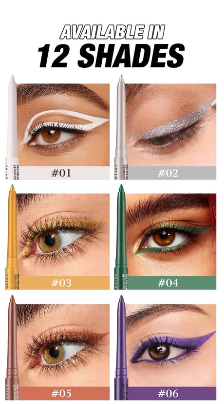 12-Color Fashion Eyeliner Pencil Smokey Punk Style Eye Liner Pen Long-lasting Waterproof Perform Stage Makeup Eyeshadow Stick
