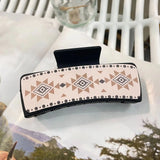 Western Leather Hair Claw Clips Sunflower Floral Square Claw Clips for Hairstyling Southwest Cow Print Cowhide Hair Accessories