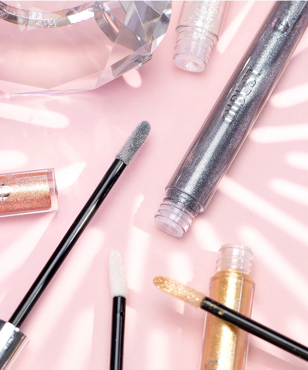QIBEST Metallic Glitter Liquid Lipstick Makeup Waterproof Lip Gloss Long-lasting Shimmer Metal Diamond Lip Glaze Tint Charming