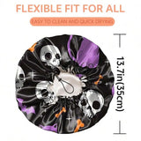 Reusable Double Layer Waterproof Shower Cap For Women Adjustable Elastic Hair Bath Cap With Cat Skull Design