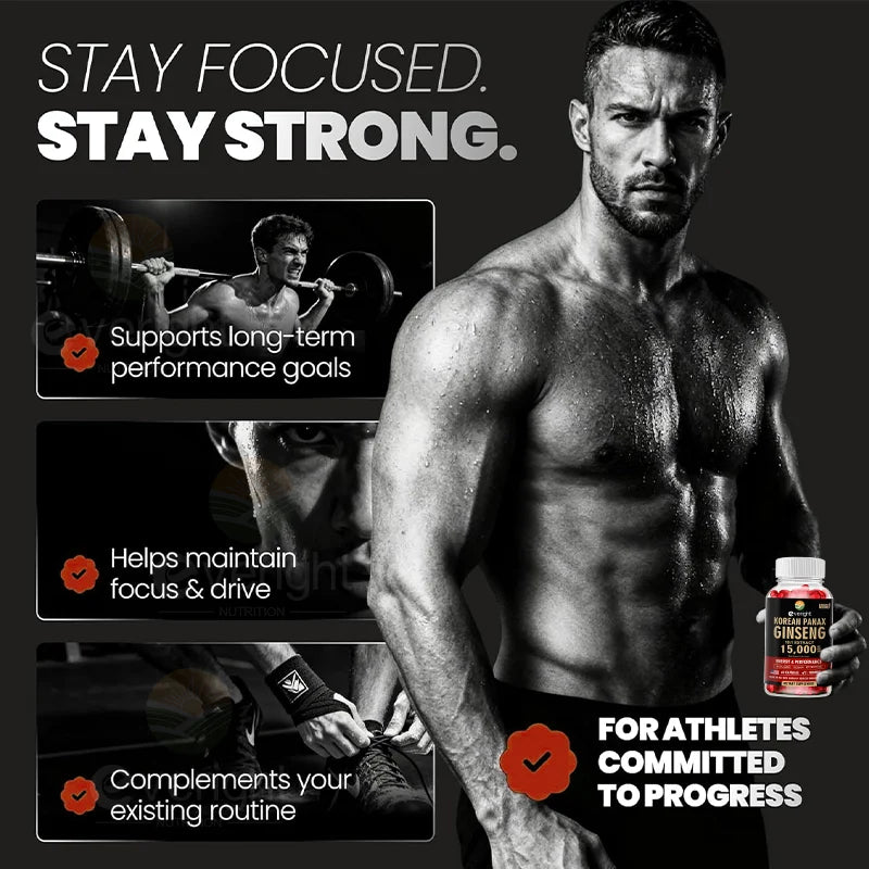 Korean Red Ginseng Capsules- 1500mg Natural High Strength for Men Vitality, Energy, Performance, Focus, Immune Health
