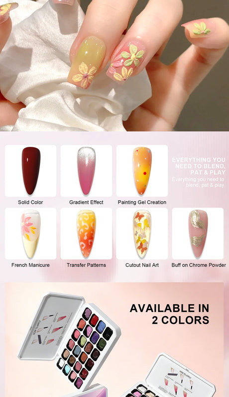 LIMEGIRL 24 Color Gradient Wash-Free Painting Gel Nail Art Design Painting Gel Nail Engraving DIY Soak-Off UV LED Nail Polish