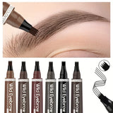 5 Colors Liquid Eyebrow Pen, Long Lasting Eyebrow Tattoo Pen, 4-splitted Head Eyebrow Tint Pen , Gray Brown Eyebrow Makeup