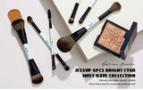 Jessup Makeup Brush Set Double Sided Makeup Brushes Foundation Contour Blush Blending Eyebrow Shadow,Fiber Bright Cyan T501