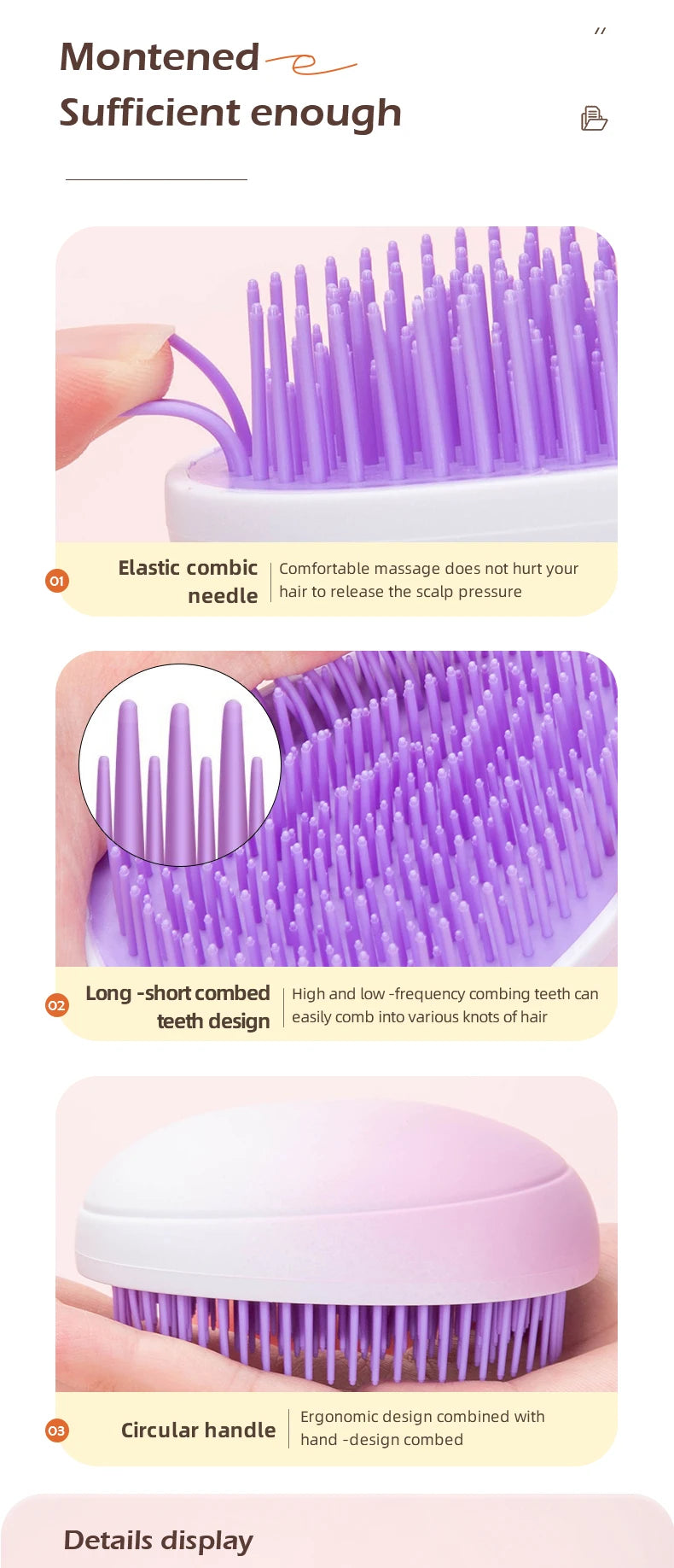 1 pcs Mini Detangling Hair Brush Gradient Egg Round Shape Tangle Hair Brushes Soft Hairbrush Salon DIY hair styling tools