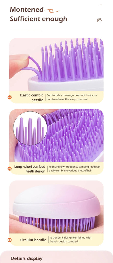 1 pcs Mini Detangling Hair Brush Gradient Egg Round Shape Tangle Hair Brushes Soft Hairbrush Salon DIY hair styling tools