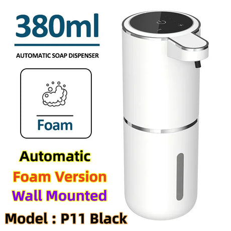380ML Automatic Foam Soap P11 Dispenser Bathroom Smart Washing Hand Machine With USB Charging White ABS Material
