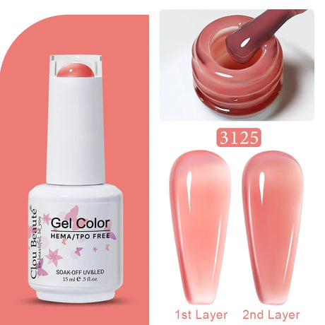 Clou Beaute Jelly Color UV Gel Manicure Summer Pink Nude Gel Nail Rainbow Nail Supplies For Professionals Semi-permanent Varnish