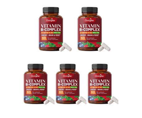 B Complex Vitamins Supplement with Biotin B12 Folate Blueberry Astragalus Herbal Blend for Daily Energy Wellness Support 60 Ct