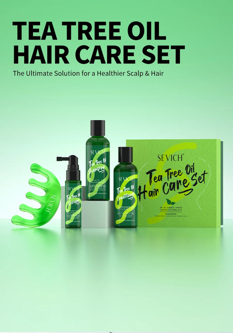 Tea Tree Essence Shampoo Hair Conditioner Set Deep Cleaning Moisturizing Scalp Strengthening Nourish Shiny Anti Hair Loss Care