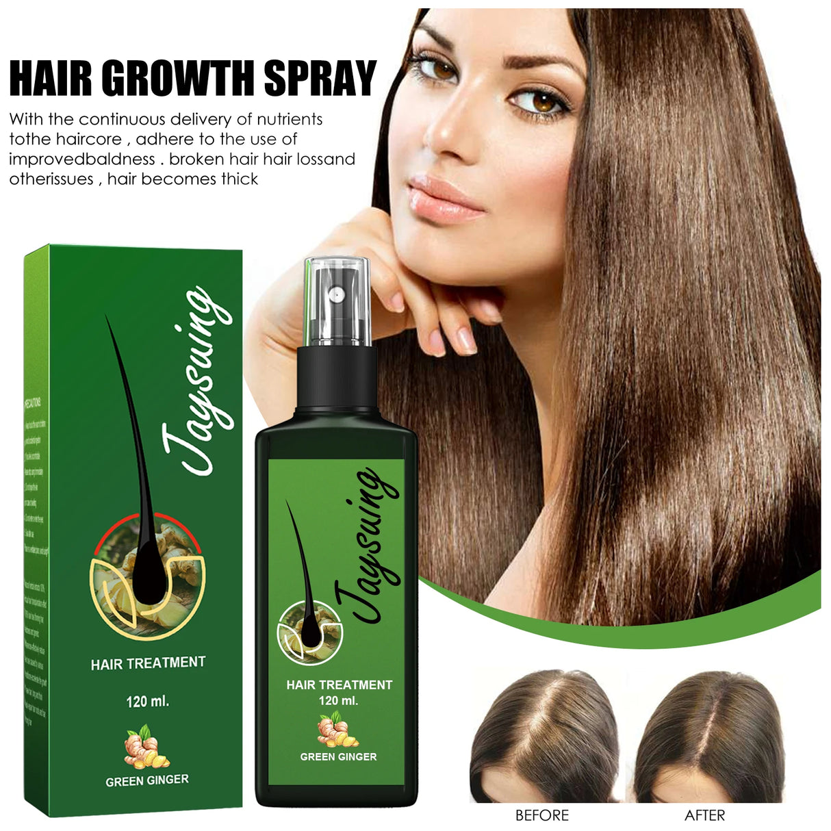 Hair Care Spray Ginger Massage Scalp Improve Dry Damaged Serum Smooth Nourish Repair Roots Anti Hair Loss Essence For Men Women