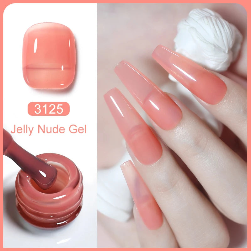 Clou Beaute Translucent Jelly Nude Pink Nail Gel Polish 15ml Vernis Semi Permanent Gel Colorful Varnish Nail Art Manicure Gel