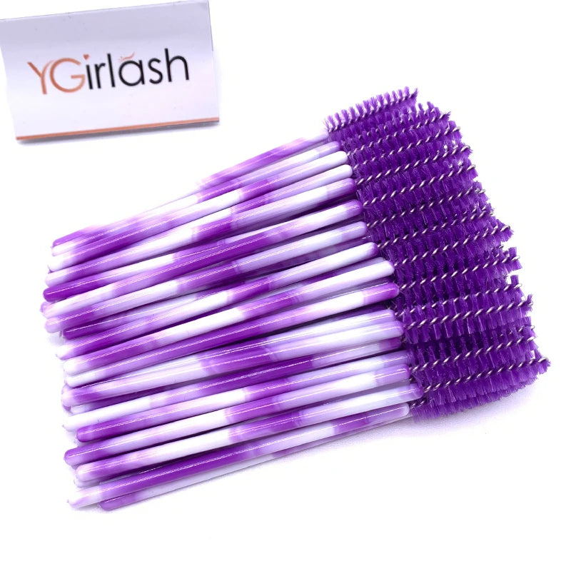 YGirlash 50Pcs Lash Swans Crystal Eyelash Applicator Disposable Diamond Handle Nylon Mascara Wands Brush Cosmetic Tools