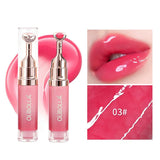 Lip Repair Plumping Lip Gloss, Metal Massage Wand Hydrating Mirror Glass Lip Oil, Waterproof Non-sticky Shiny Lip Tint