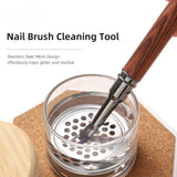 Nail Brush Cleaner Cup Wash Pen Brush Cup with Stainless Steel Mesh Base Nail Drill Bits Cleaning Container Crystal Glass Cup