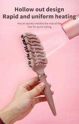 1pcs Curved Vented Boar Bristle Comb Professional Scalp Massage Comb Detangling Curl Anti-static Hairbrush Salon Styling Tool