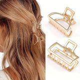 New Fashion Simple Hair Clip Mini Metal Hair Claw Non Slip Hollow Gold Geometric Barrettes Sweet Daily Hair Accessories