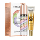 Mercilen Three-Color Isolation Makeup Primer Set, Containing Hyaluronic Acid, Plant Squalane, and Pearl Extract for Oil Control and Moisturizing, Minimizing Visible Pores, Long-Lasting Hydration and Radiance, and Long-Lasting