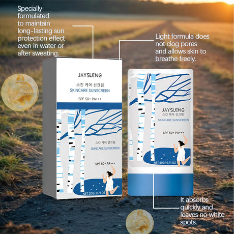Jaysuing Skincare Sunscreen SPF 50+ Uv Protective Deep Moisturizing Anti Oxidant Non Greasy Waterproof Sunblock Stick Beauty