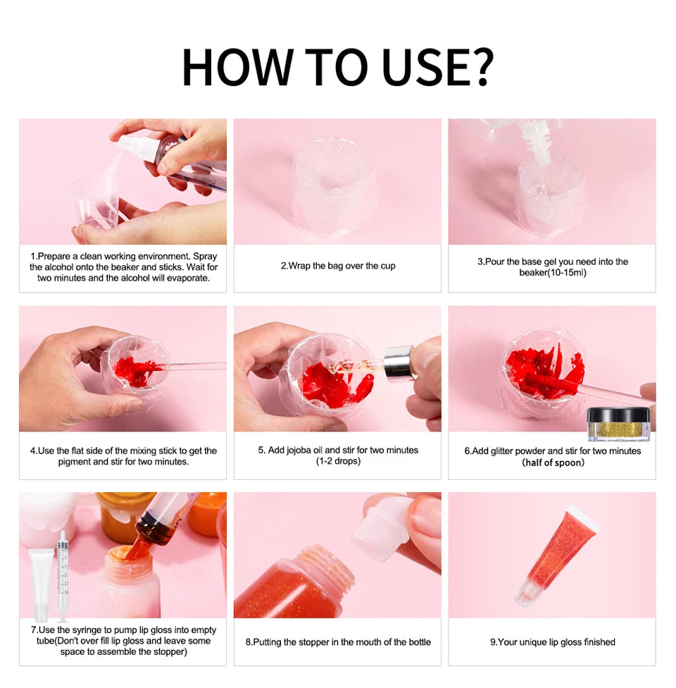 DIY Lip Gloss Making Kit Moisturizing Lip Gloss Base Diy Raw Material Tool Kit Shiny Glitter Lip Tints Glaze Handmade Cosmetic