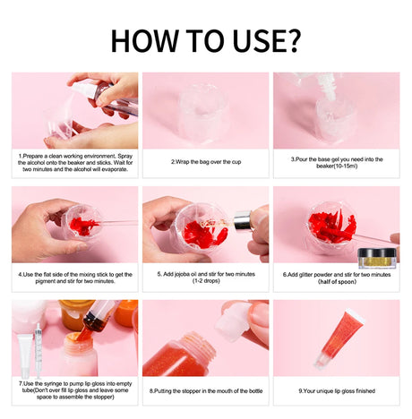 DIY Lip Gloss Making Kit Moisturizing Lip Gloss Base Diy Raw Material Tool Kit Shiny Glitter Lip Tints Glaze Handmade Cosmetic
