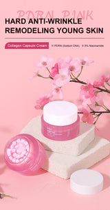 Korean PDRN Pink Collagen Capsule Cream with Niacinamide Cream for Uneven Skin Tone Lightweight Face Moisturizer Non Greasy care