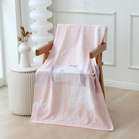 Two Three Layers Pure Cotton Gauze Bath Towel Adult Girl Kawaii Cartoon Towel 70x140cm Home Absorbent Bathroom Wrap Quick-Dry