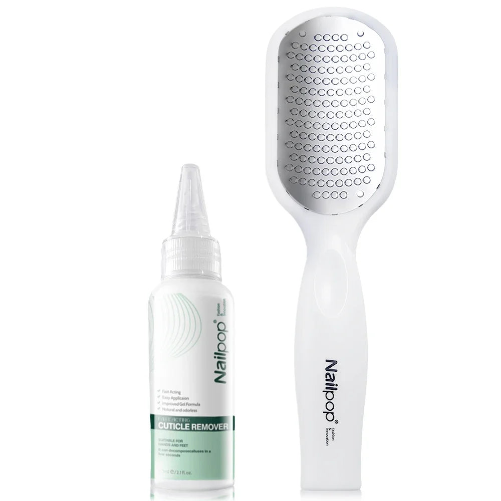 NAILPOP Foot Care Callus Softener Combo Callus Remover Gel & Foot File Set For Dry Rough Cracked Heel - Feet Exfoliator Scrubber