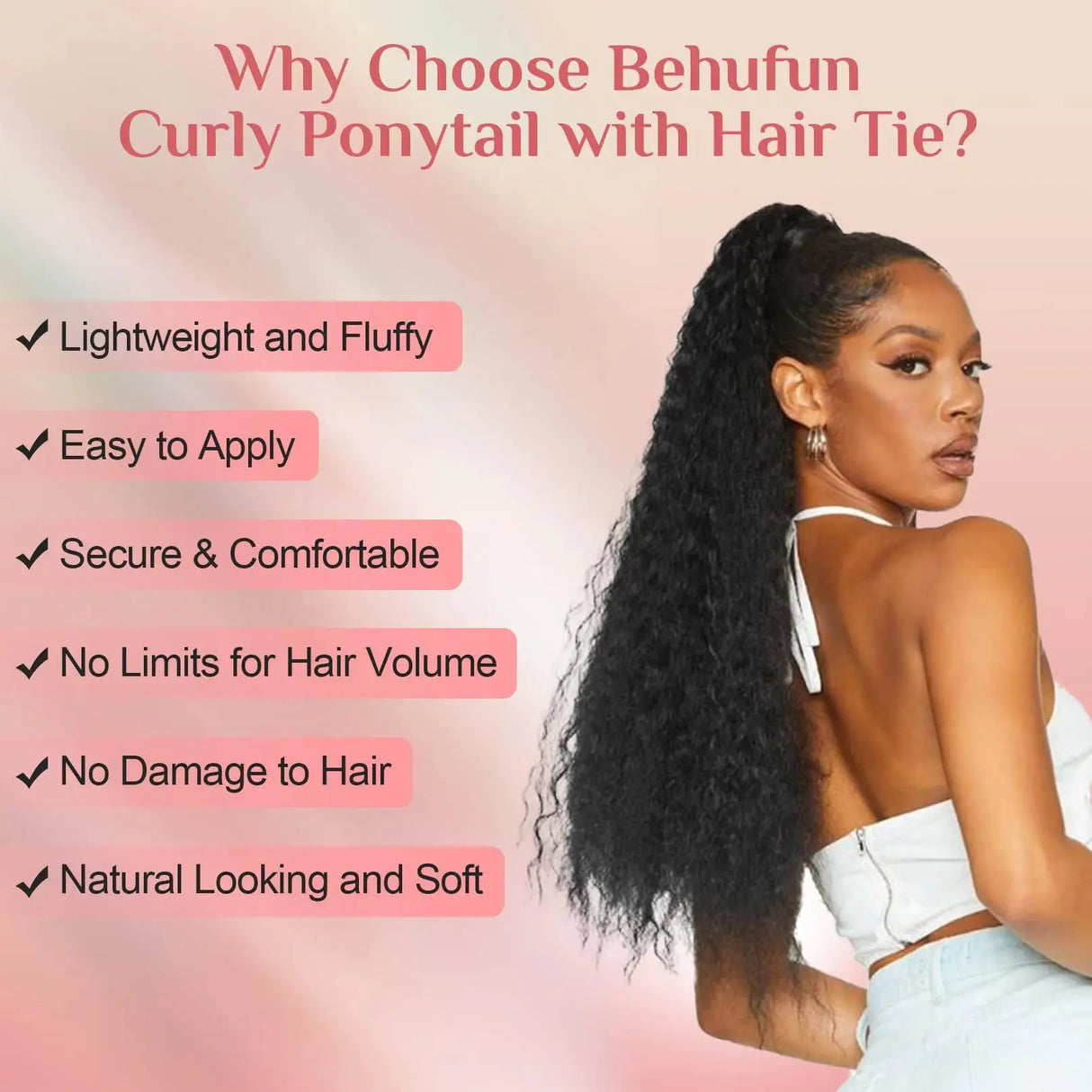 Synthetic wig Long curly hair fluffy explosive head corn whisker ponytail for women
