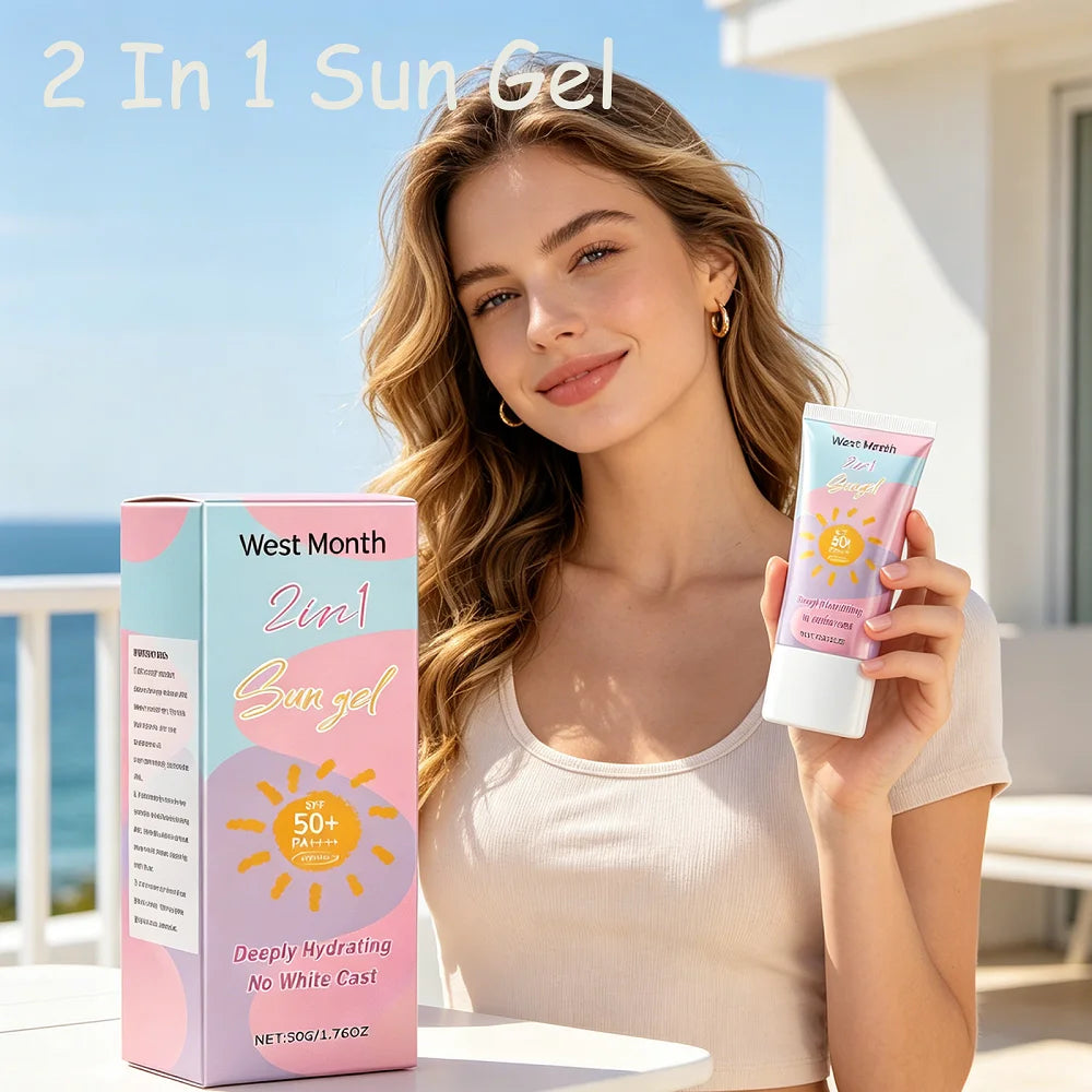 West&Month 2 In 1 UV Protection Body Face Lotion Lightweight Fast Immediate Absorption Long Lasting Hydrating Nourishing Cream Powerful Antioxidant Barrier Protection Against UVA UVB Non Greasy Daily Sun Skin Care Moisturizer