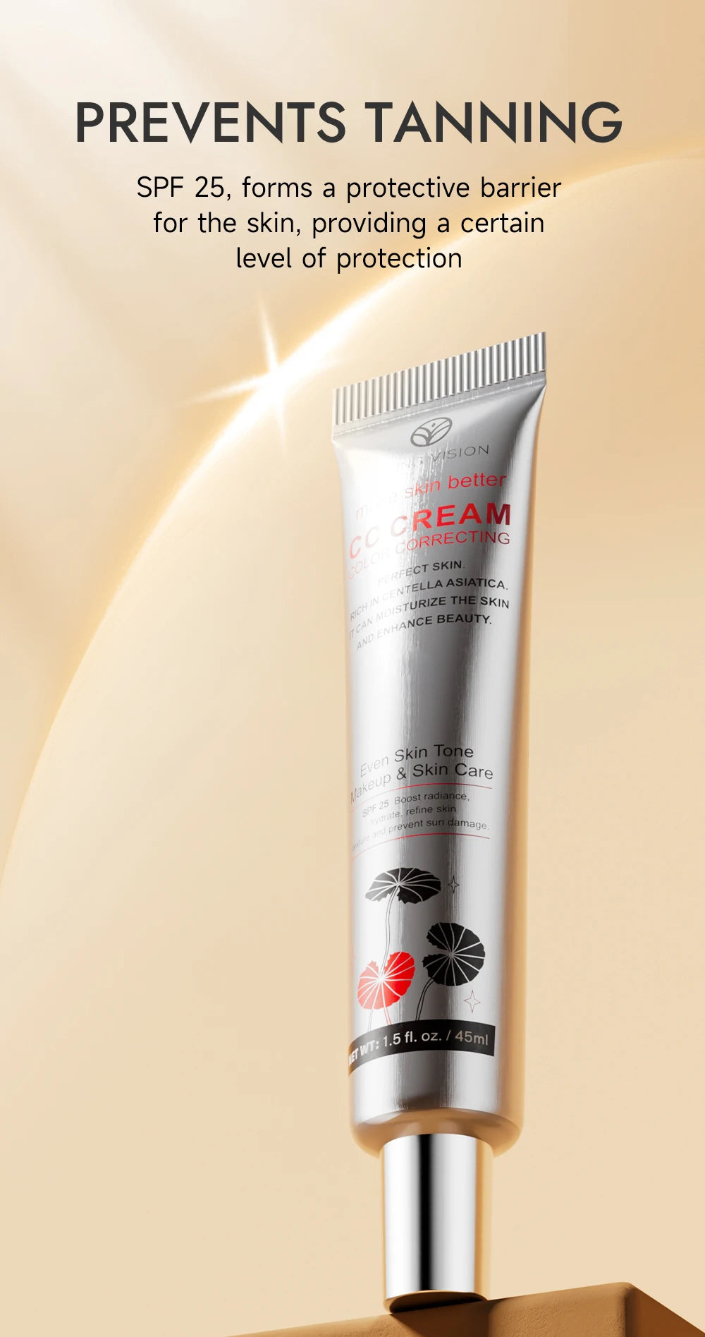 1PC/2PCS 45ml Brightening CC Cream Centella Asiatica Repairing BB Cream Natural Concealing Whitening Foundation Liquid Cosmetics