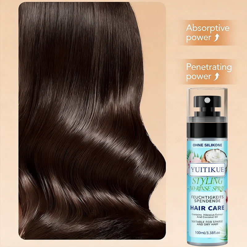 YUITIKUE No-Rinse Styling Hair Spray | With Coconut Oil & Hibiscus Extract | For Dry & Sparse Hair Moisturizing & Styling 100ml