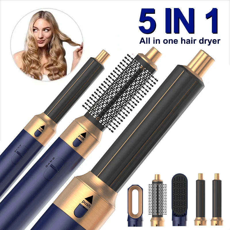 5 in 1 Hair Styler Powerful Fast Drying Ionic Hair Dryer High Speed Hot Comb Brush Set Professional Hair Straightener