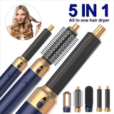 5 in 1 Hair Styler Powerful Fast Drying Ionic Hair Dryer High Speed Hot Comb Brush Set Professional Hair Straightener