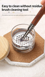 Nail Brush Cleaner Cup Wash Pen Brush Cup with Stainless Steel Mesh Base Nail Drill Bits Cleaning Container Crystal Glass Cup
