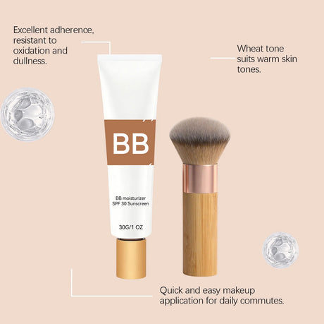 Tinted BB Cream Sunscreen SPF 30++ Full Coverage Invisible Pores Acne Brightening Nude Makeup Waterproof Facial Foundation Kit